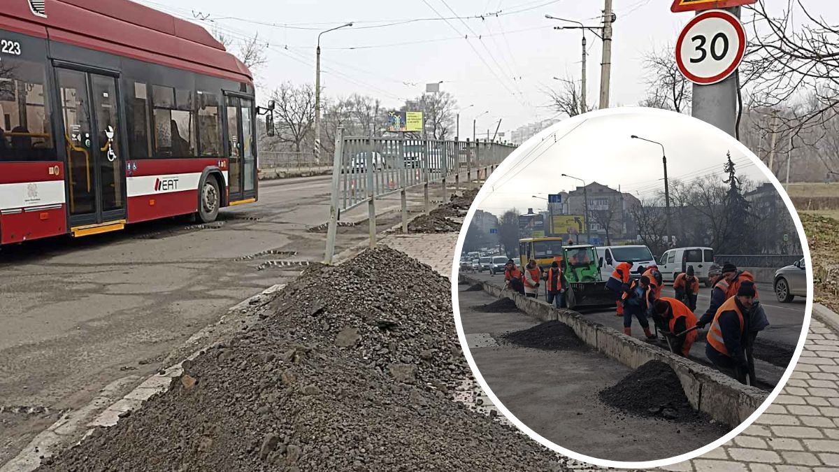 На пасічнянському мості почали латати ями | ФОТОФАКТ