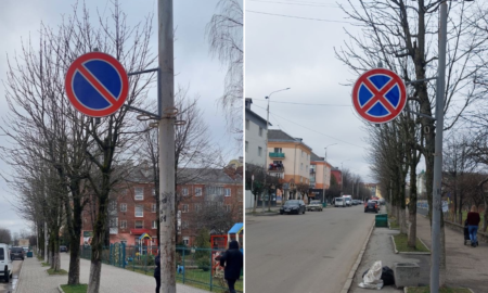 Стоянку заборонено: на Грушевського у Долині встановили два дорожні знаки