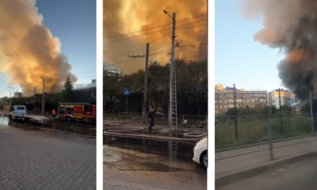 На в'їзді в Івано-Франківськ через серйозну пожежу перекрили рух транспорту | ВІДЕО