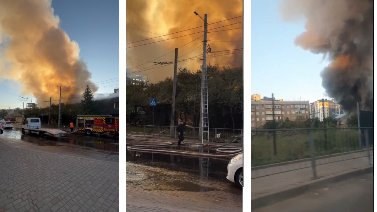 На в'їзді в Івано-Франківськ через серйозну пожежу перекрили рух транспорту | ВІДЕО