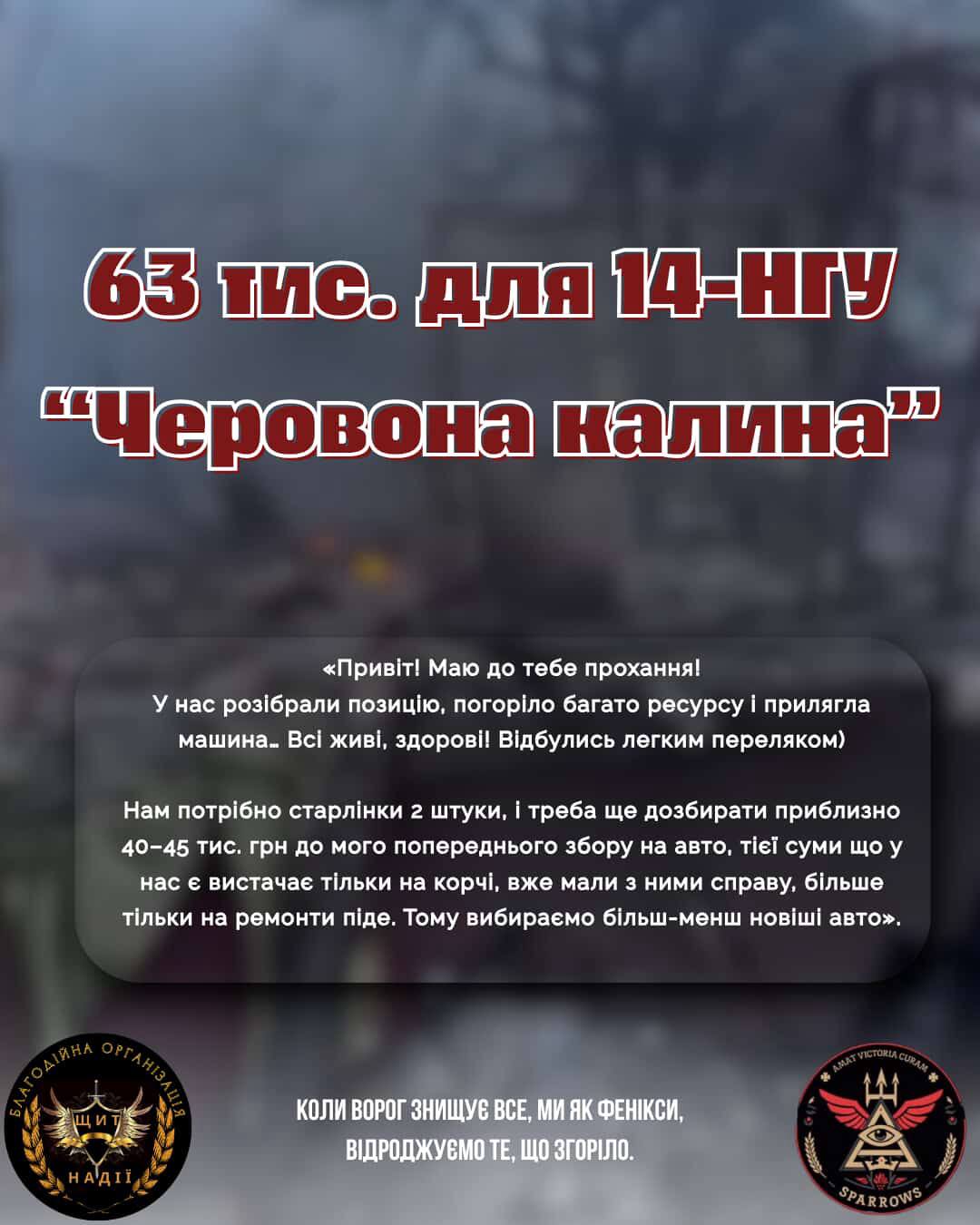 Збір для 14 бригади НГУ "Червона Калина"