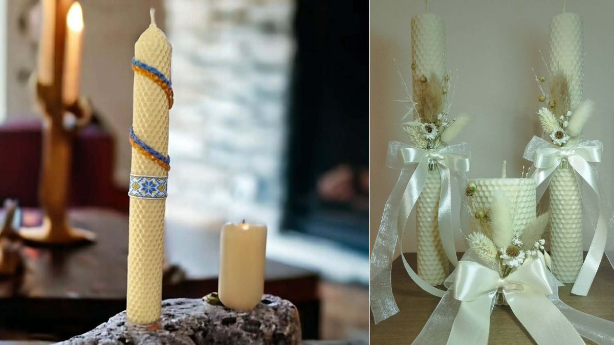 Майстриня виготовляє свічки