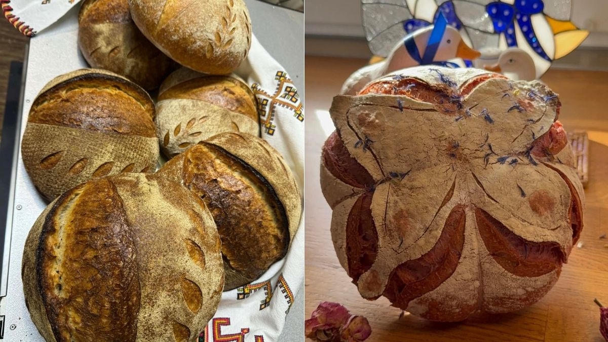 Рожнятівчанка пече хліб на дровах