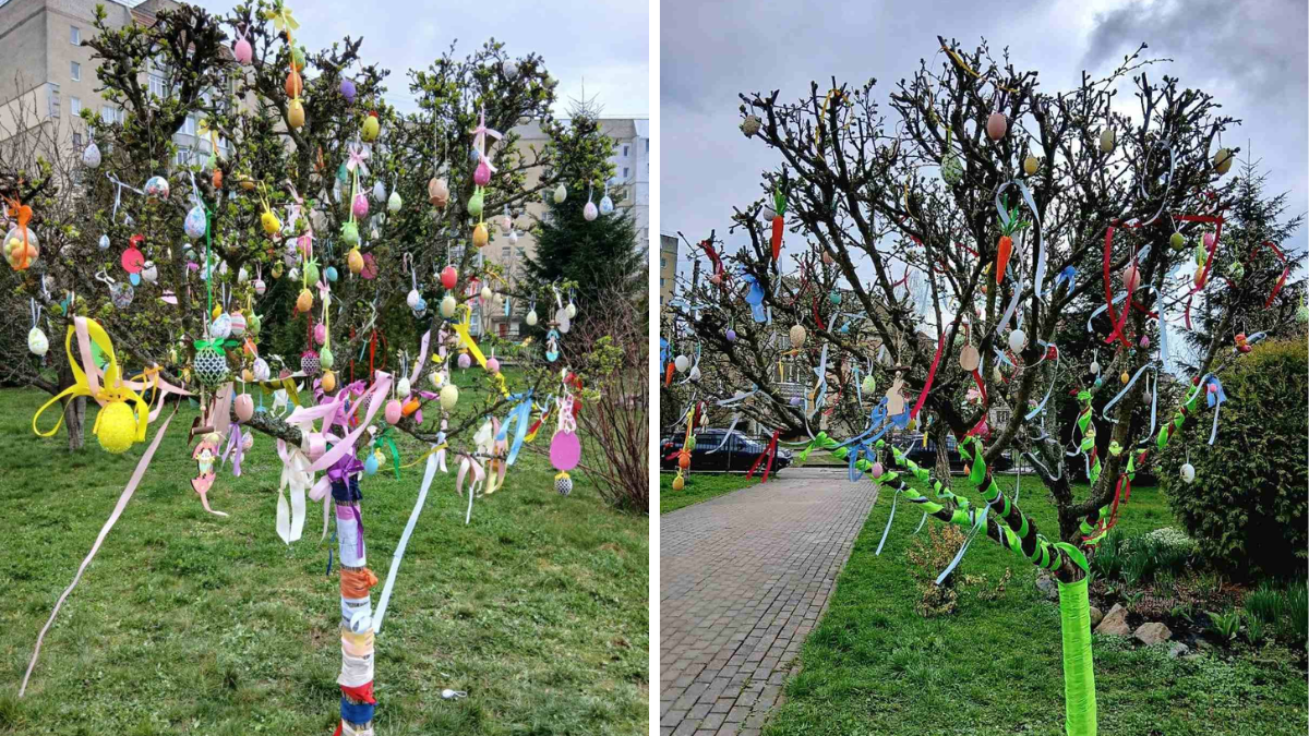 У Калуші подвір’я школи №11 прикрасили великодніми писанками