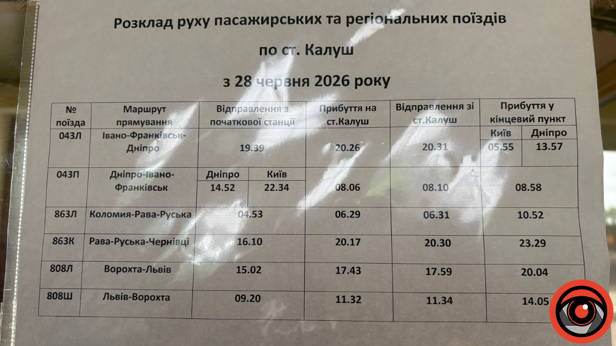 У Калуші оновили розклад приміських поїздів через ремонтні роботи