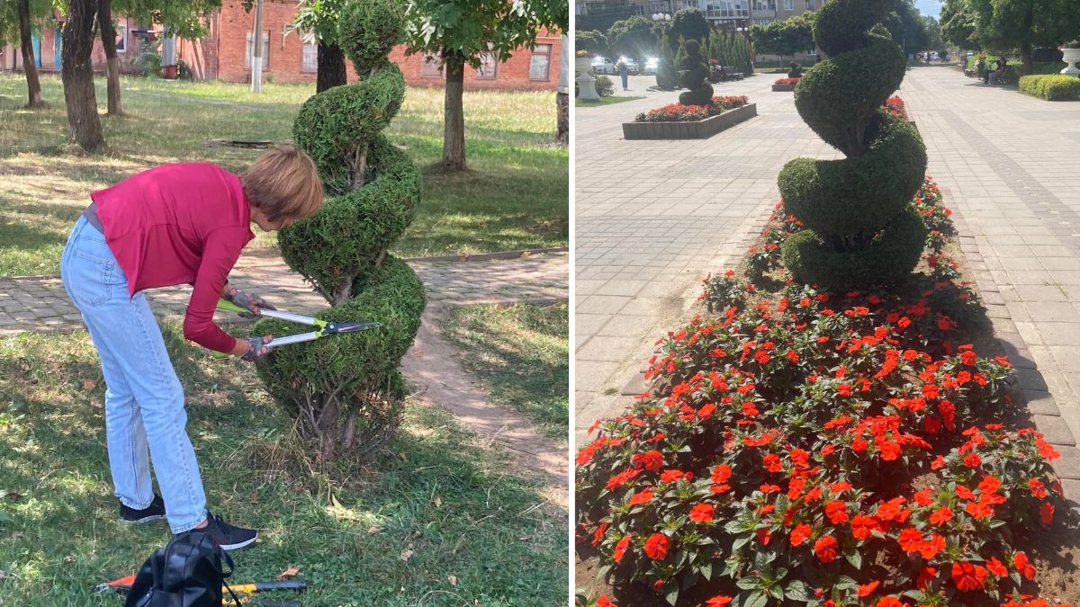 У Долині комунальники доглядають квіти та ремонтують дорогу
